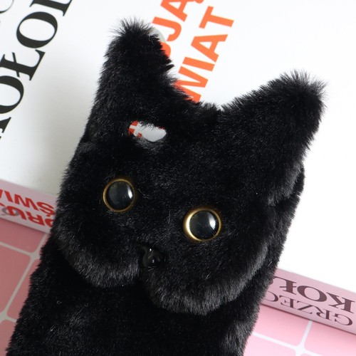 Fluffy Cat Phone Case Shockproof Drop Resistant Phone Cover (Black) - 第 6/10 張圖片