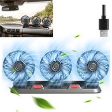 Car Fan Three Head Vehicle Cooling Fan With Two Speeds 360 Rotation For Rv Suv