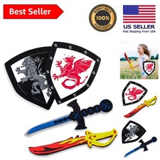 Lightweight Dual Dragon Sword Shield Set - Exciting Medieval Play for Kids