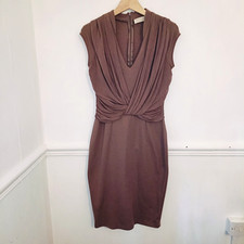 Dorothy Perkins Womens Dress Brown Size UK 10 Ruched Corporate Career Business