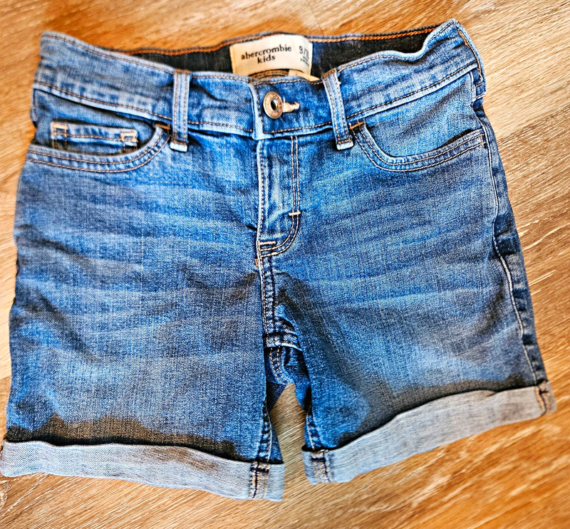 Abercrombie Kids Girls Blue Denim Cuffed Shorts Pockets Button Size 9/10