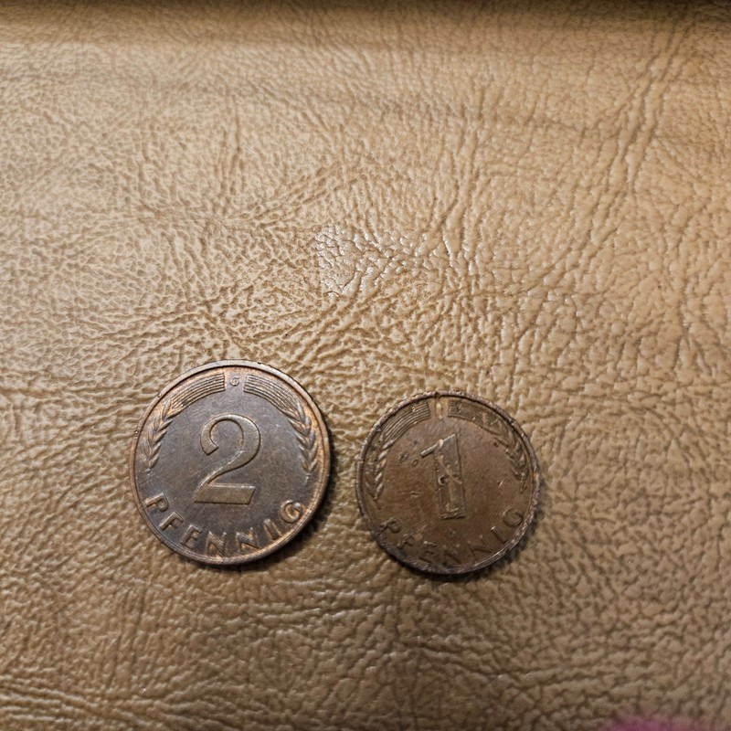 1964  GERMANY 2 PFENNIG & 1990 1 PFENNIG - Excellent Coins 