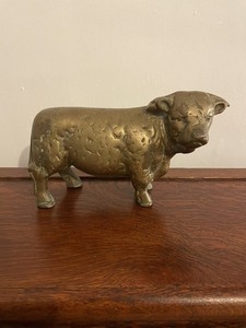 Rare Antique Brass Bull 1800s - Early 1900s Vintage Heavy