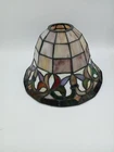Vintage Tiffany Style Stained Glass Lamp Shade Floral Leaf Replacement 2" Fitter