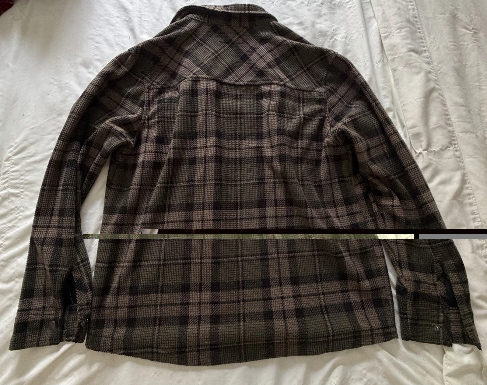 BC Clothing Co Heritage Plaid Button Down Lined Shacket Jacket S Brown & Green image 4