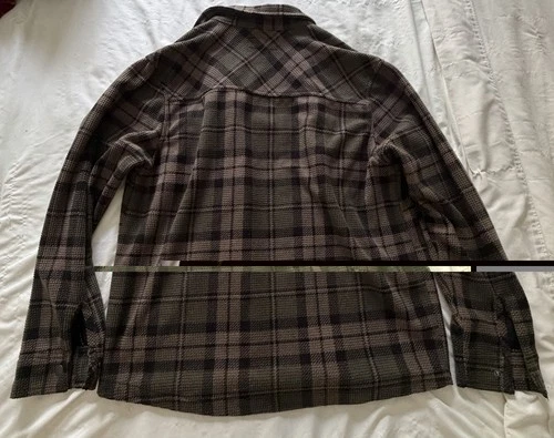 BC Clothing Co Heritage Plaid Button Down Lined Shacket Jacket S Brown & Green image 4