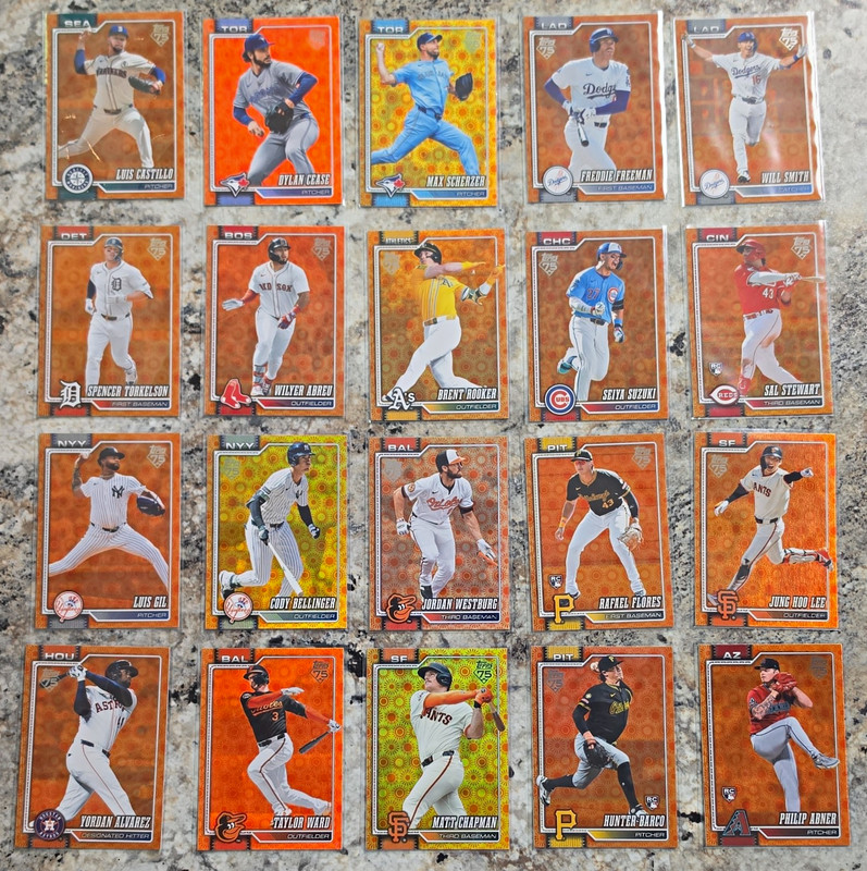 Topps 2026 Series 2 MLB 20-Card Lot Holiday Sun Parallels  Scherzer Freeman RC