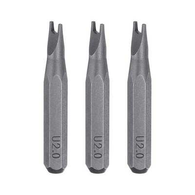 3 Stück 2,0 U-Typ Schraubendreher Bit 5/32'' Sechskantschaft 28mm Länge S2 Stahl