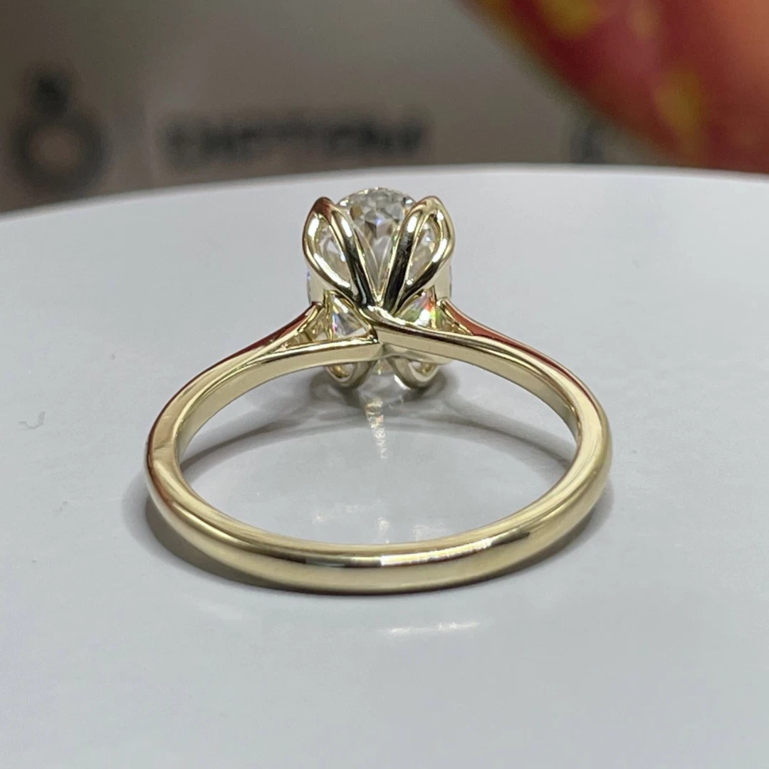 2.00 Ct F VS1 Oval Solitaire 14k Yellow Lab Grown Diamond Ring IGI Certified image-4
