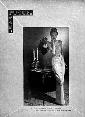 1946 Ad H & S Pogue Co Cincinnati OH Adele Simpson Rayon Jersey Suede Gown