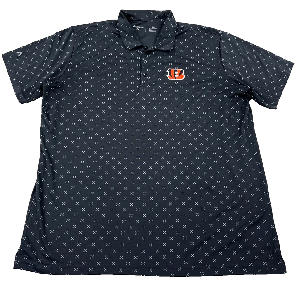 辛辛那提孟加拉虎 Polo 衫男式 XXL 2XL 黑色斑点性能几何图案 — 第 2/4 张图片