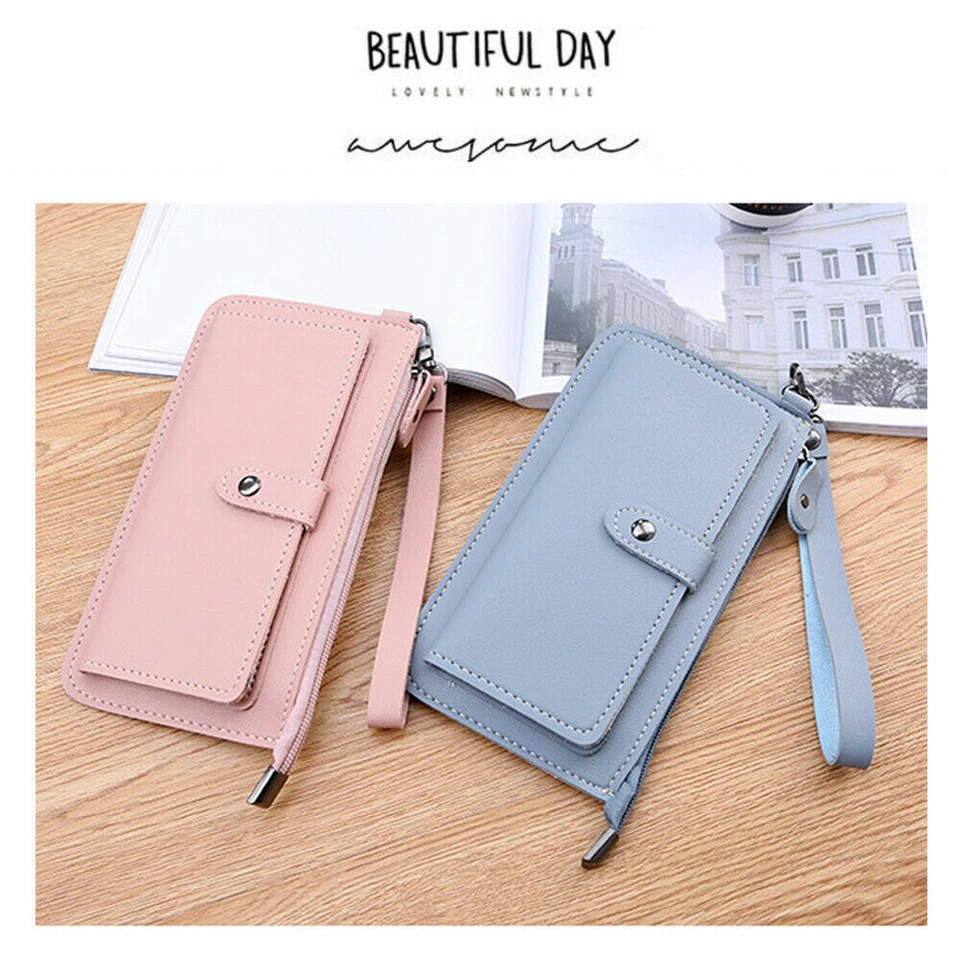 Carteira de Embreagem Feminina Couro Ecológico Bolsa Longa Porta-Cartão Capa de Telefone Bolsa Moda - Imagem 2 de 4