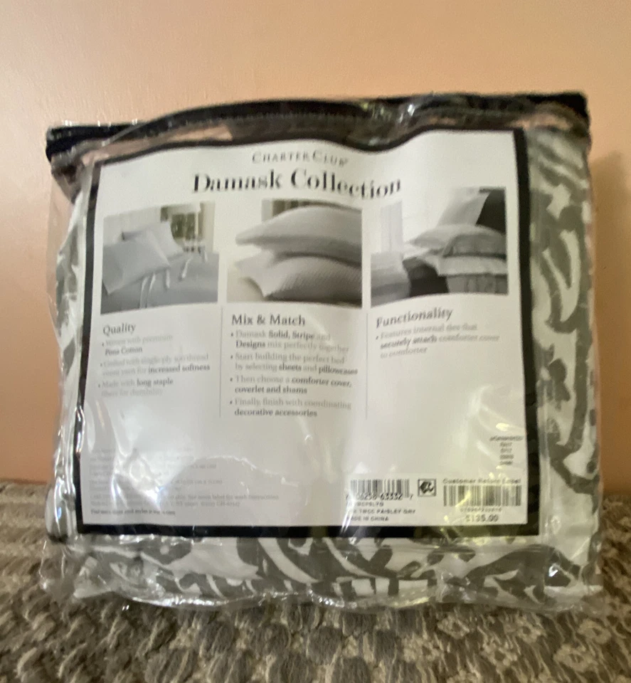 Juego de 3 fundas edredón Charter Club Damask Designs gris cachemira @ Foto 3 de 4