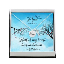 Mom Memorial Necklace Half of my Heart Lives in Heaven