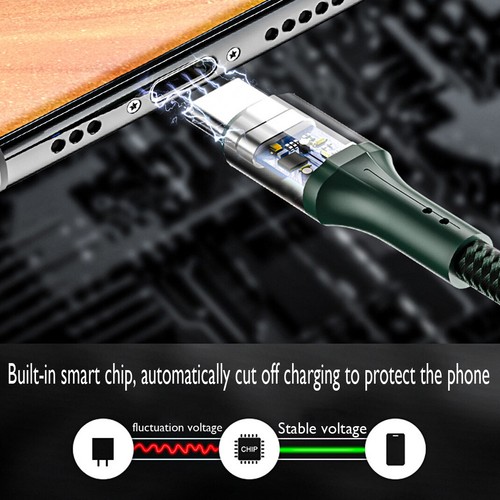 1/2M Nylon Braided USB Type C Charging Cable 3A Fast Charger Long Lead Data Sync - Picture 15 of 21