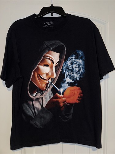 Anonymous Hacker Mr Robot Sided Smoking T Shirt Large T Shirt Mask Anarchy - Picture 2 of 5