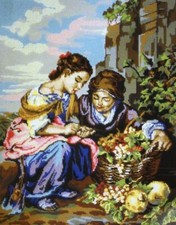 Printed Needlepoint tapestry 60x80 Cm Gobelin L Fruit Sellers