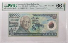 Indonesia 50000 50.000 Rupiah 1993 Polymer PMG 66 EPQ Gem Uncirculated - P.134a