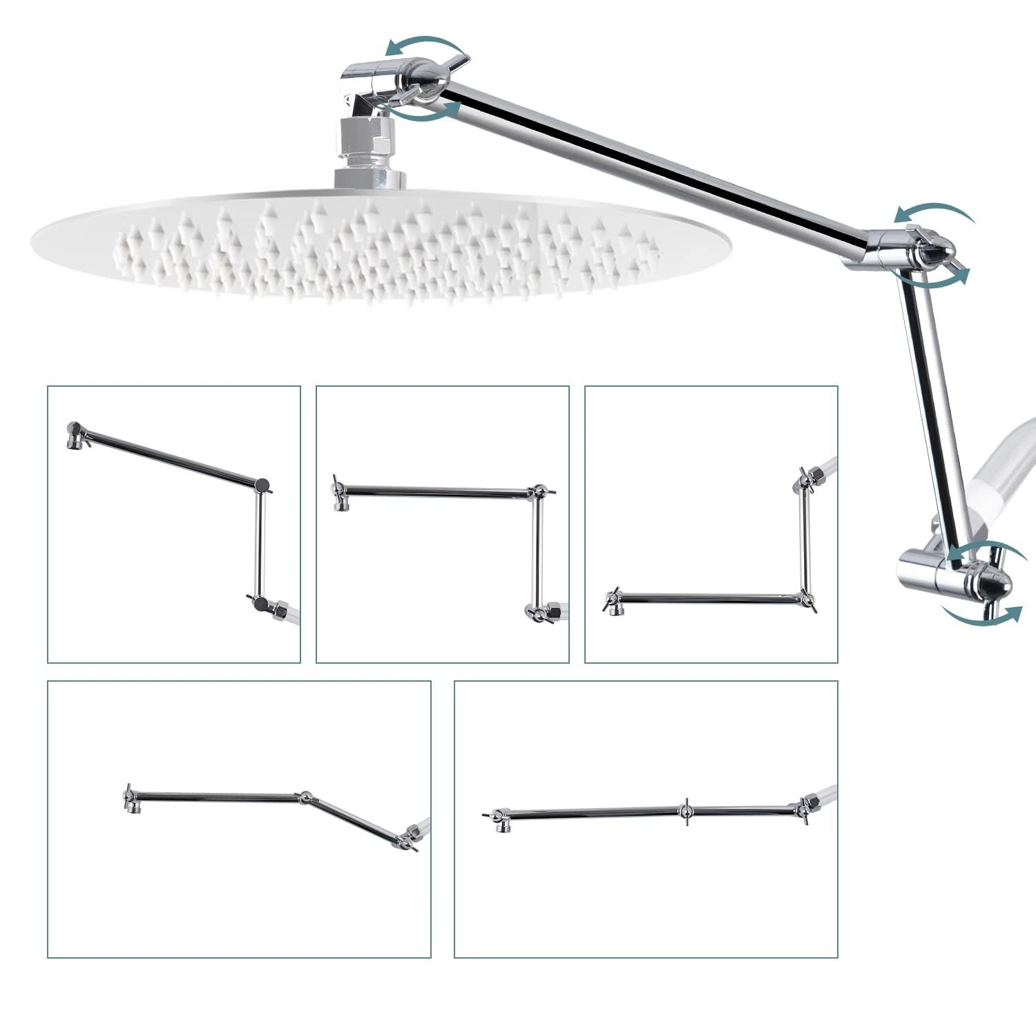16" Adjustable Shower Head Extension Arm, Brass Shower Head Extender
Opens in a new window or tab