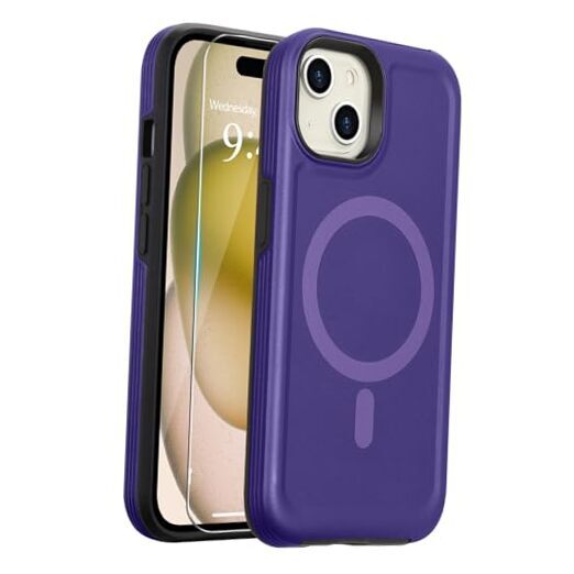 Magnetic Case for [Compatible with MagSafe & Military Grade iPhone 15 Purple