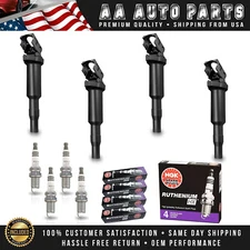 4 Ignition Coil & NGK Ruthenium Spark Plug for Mini Cooper 2005-2008 1.6L UF592
