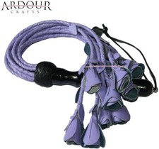 Handcrafted Genuine Leather Flogger Purple Handle with Soft Tails