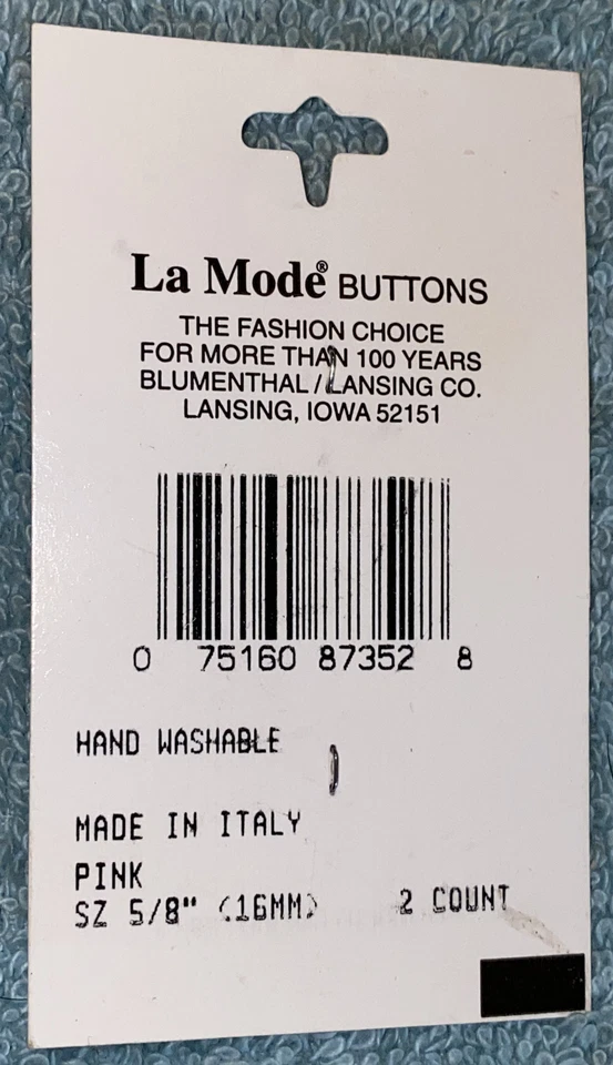 La Mode Buttons 5/8” 16mm Pink 41334 NOS - Image 3 of 3