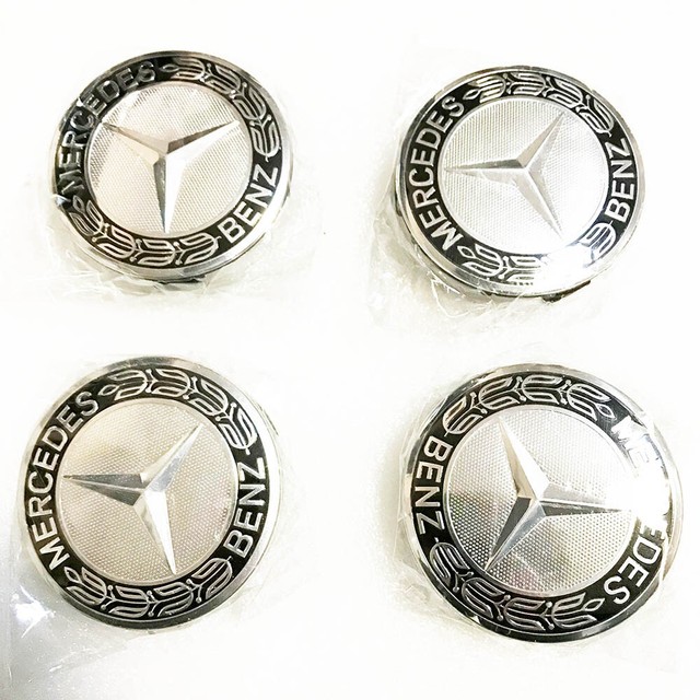 4Pcs For Mercedes Benz Wheel Center Caps Emblem Cover Hubcaps Black Logo 75MM eBay