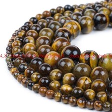 Natural Tiger Eye Beads Gemstone Round Loose Beads 15"4mm 6mm 8mm 10mm 12mm