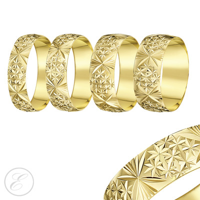 9ct Yellow Gold Ring Heavy Weight Court Shaped Diamond Cut Wedding