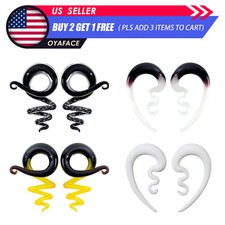 2PC Glass Taper Handmade Ear Hanger Twist Ear Gauge Plug Stretching Piercing Kit