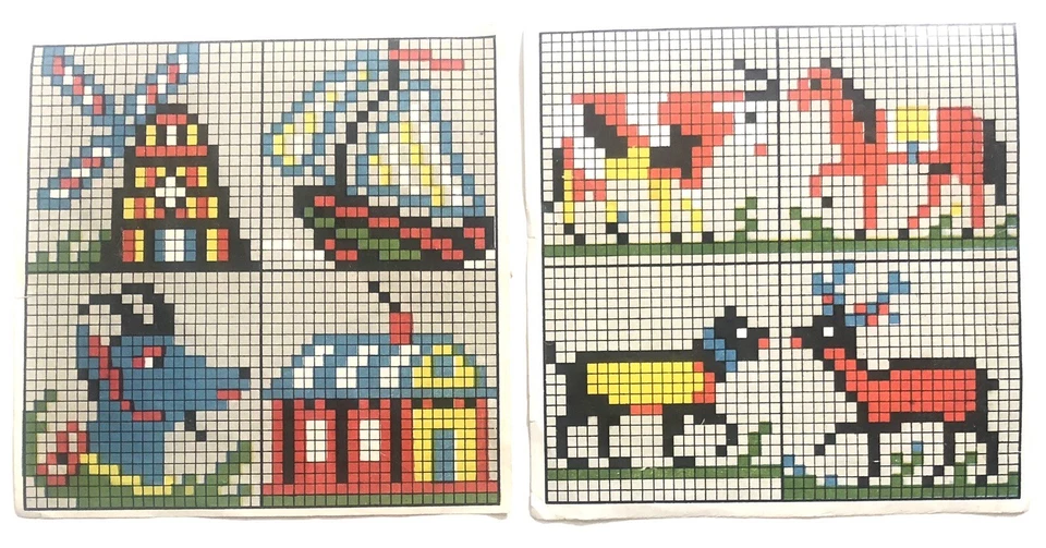 Antiguo juego de mesa de azulejos de mosaico Sam Gabriel & Sons bloque de madera juguete de Alemania Foto 4 de 4