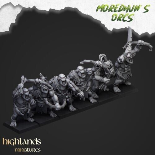 Wilde Höhle Ork mit Schleifen x 20 no com Hochland Miniaturen-Moredhuns Orks 28mm - Bild 1 von 6