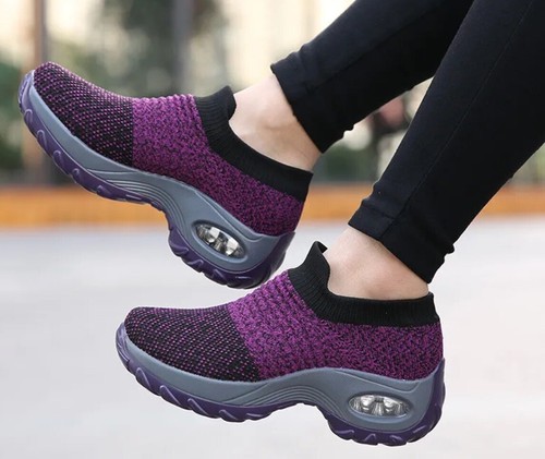 Air Cushion Women’s Sport Sneakers Breathable Mesh Walking Slip-On Running Shoes - Picture 4 of 8