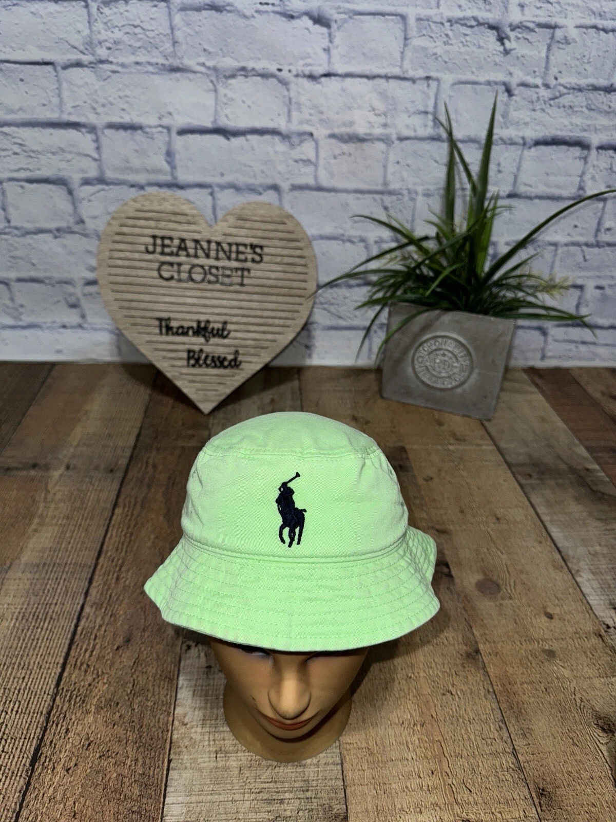 polo ralph lauren bucket Hat Boys One Size 9-24M Vintage Lime Green