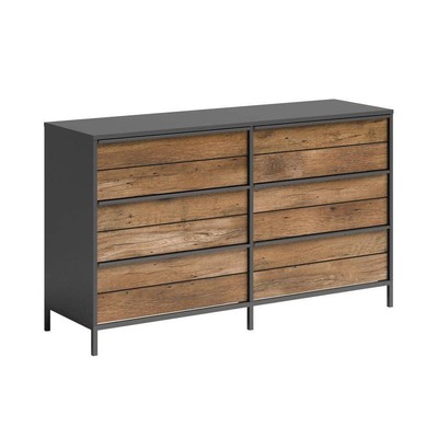 SAUDER Dresser 17.48''x57.55''x33.93'' 6-Drawer Black w/Vintage Oak Accents Durable