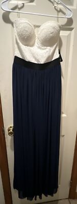 Rare London Contrast Lace Bust Maxi Dress. Navy/Cream. NWT. Size 10 | eBay