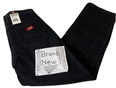 New Dickies C993RBK Size 38X32 Black 100% Cotton Denim Jeans NWT S289