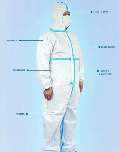 10pk Disposable Protective Coverall Suit with Hood, Liquid Resistant - White image 4