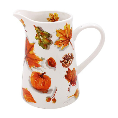 Keramik Kanne Wasser Saft Getränkekrug Herbst Herbst Motiv Blatt Natur Design