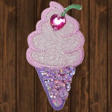 Medium Ice Cream Cone Embroidered Patch — Iron On