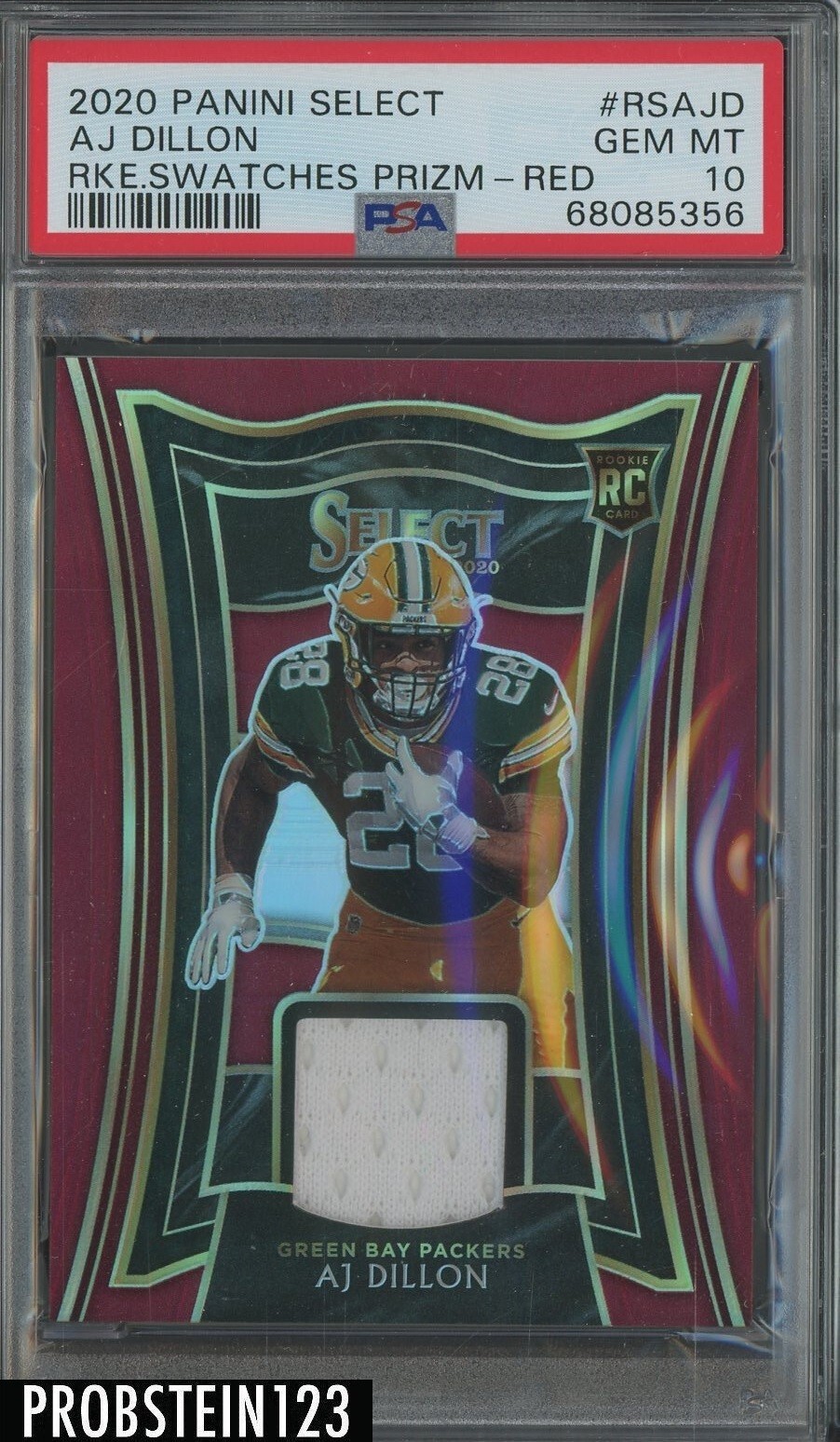 AJ Dillon Panini Select Rookie Swatches Prizm #RSAJD Red
