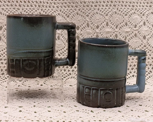 FRANKOMA Mug Cup C4 Mayan Aztec Woodland Moss Vintage Set of 2
