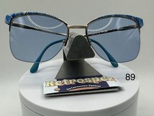 Vintage Oversize Sunglasses NOS Blue Lens Pierre Cardin Blue Swirl Frame Retro