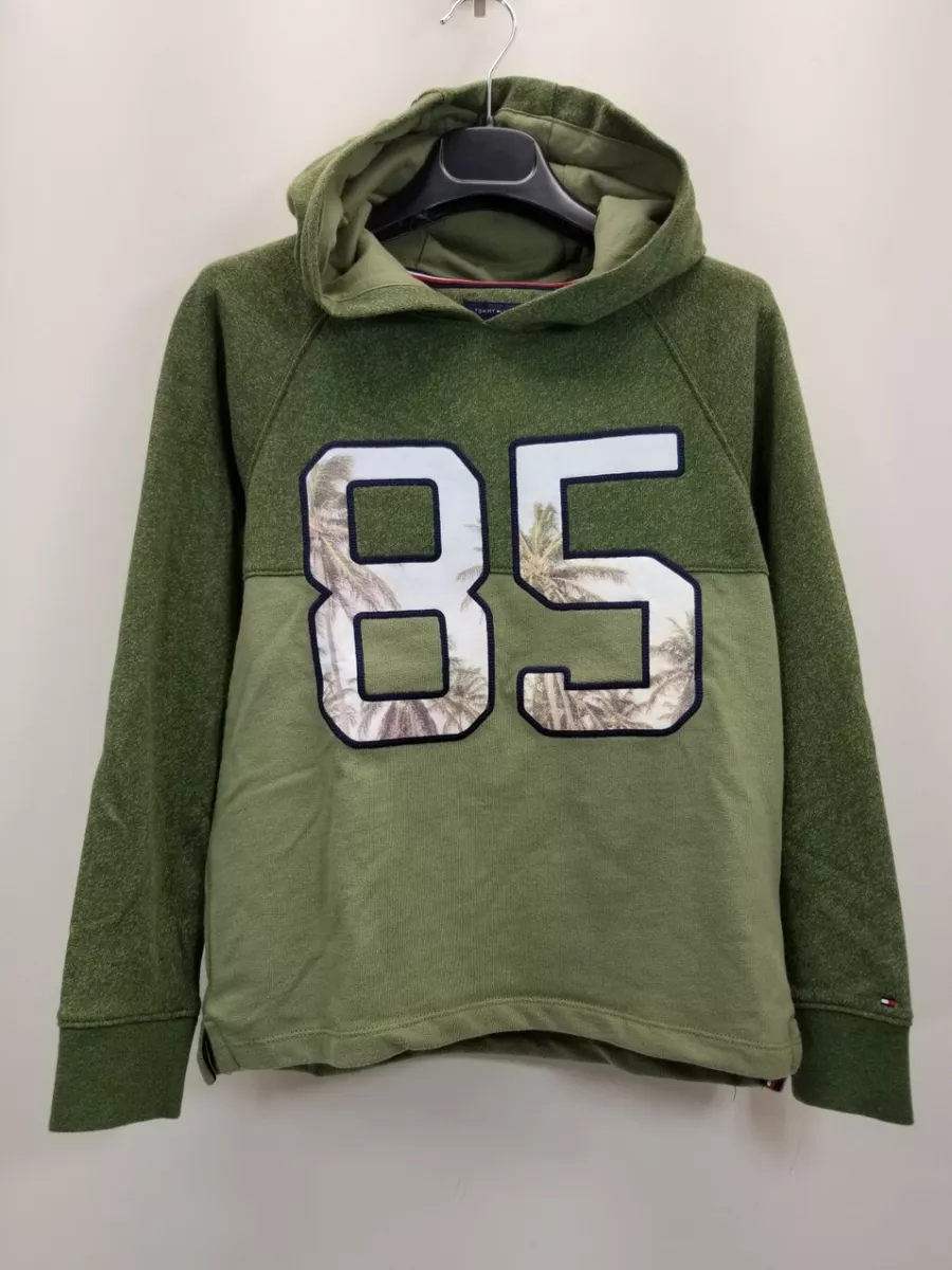Olive green tommy hilfiger hoodie clearance