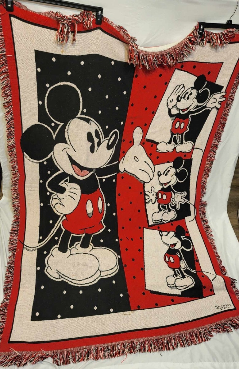 Disney Mickey Mouse Woven Tapestry Fringe Throw Blanket | eBay