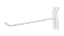 25 White 10" Slatwall Peg Hooks Slat Wall Retail Display 6mm Diameter Tubing