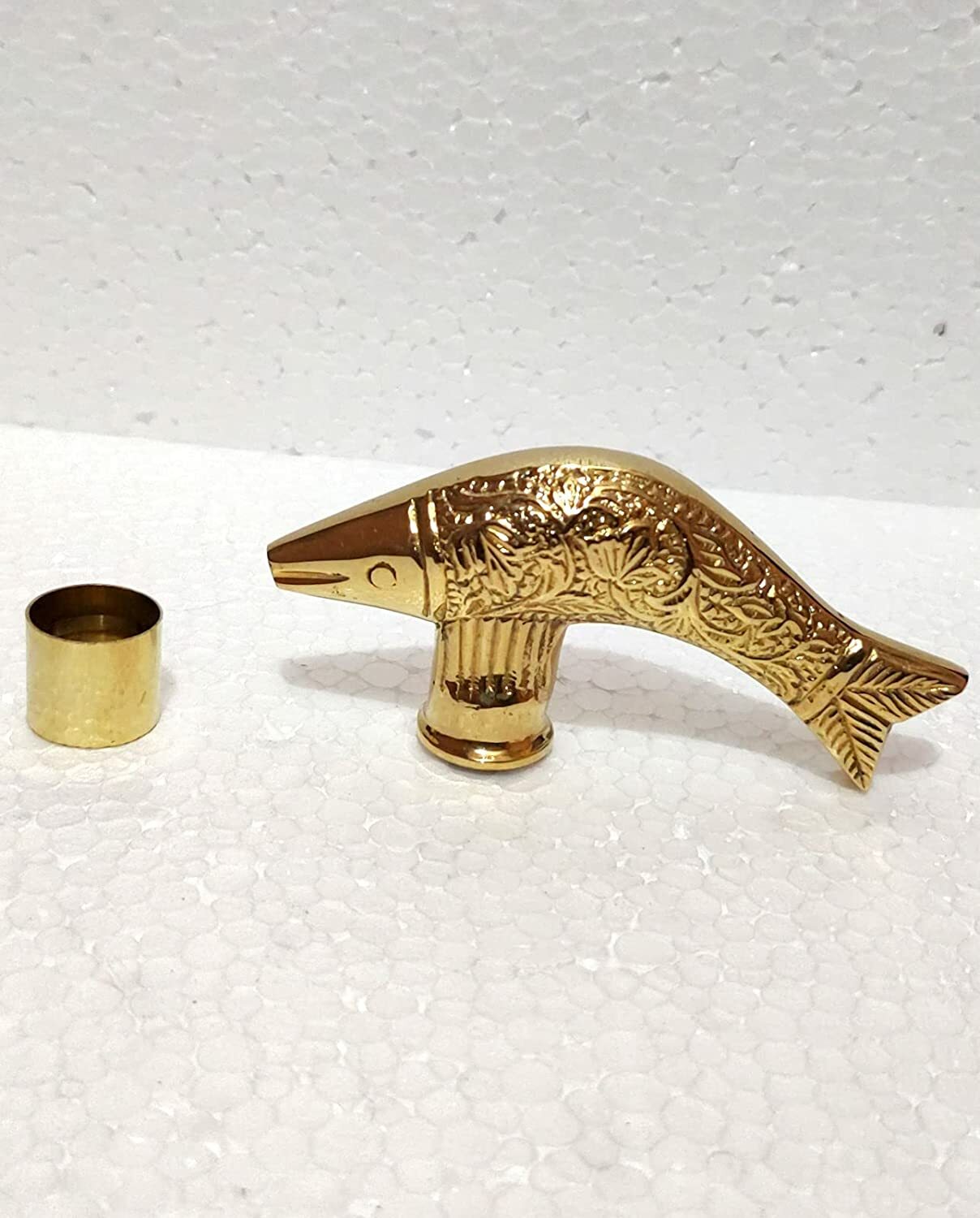 Nautical Solid Brass Fish Head Handle Walking Sti… - image 5