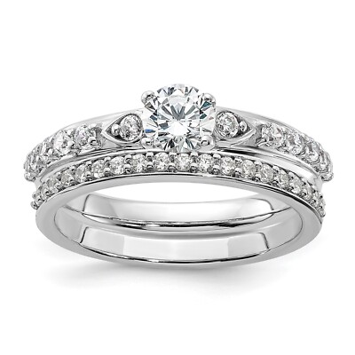 White Gold Solitaire Lab Grown Diamond Teardrop Engagement | Bridal Set 1 TCW