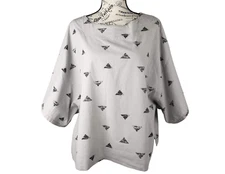 GRADE & GATHER Triangle Print Gray Beachie Kimono Tunic Blouse Top Women Size L